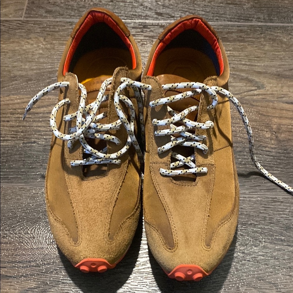 Men's Velez Tan Sneakers with red/orange Accents